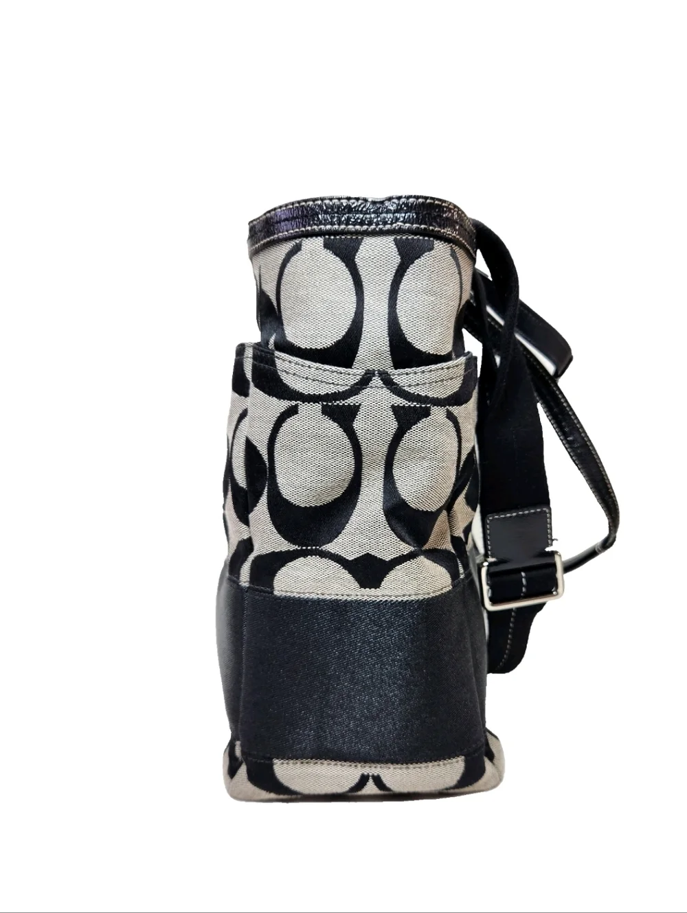 COACH Signature C Jacquard Tote Black Gray Baby Diaper Bag B1076-F13802